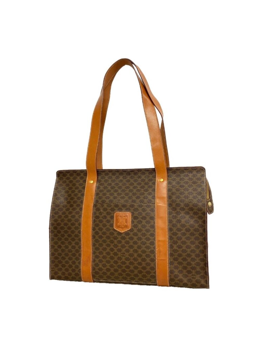 Celine Tote Bag Macadam Brown Gold